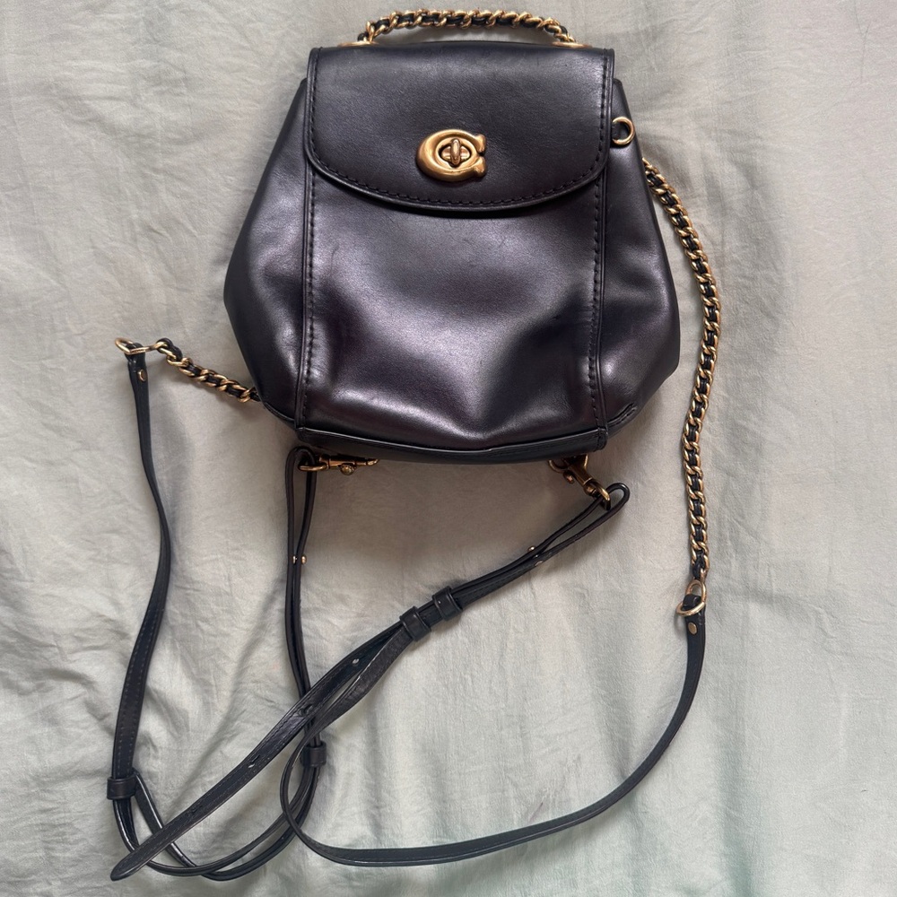 Coach Black Parker Convertible Backpack 16 in Refined Calf Leather